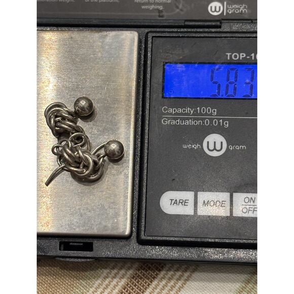 Sterling Silver Chainmaille Dangle Earrings 925 5.83g - Picture 2 of 3